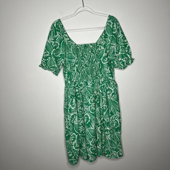 Fat Face Womens Dress Size 8 Long Linen Blend Green Tropical Sundress V Neck - Picture 5 of 16